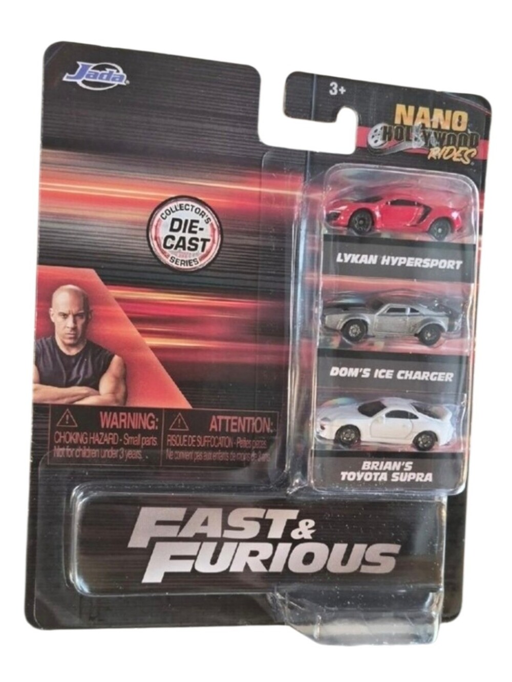 JAda Fast & Furious 3-Car Die-Cast Set' -Lykan-Red, Charger-Grey, Supra-White.